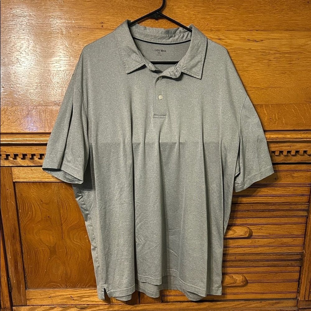 Lands End Athleisure Gray Performance Short Sleeve Golf Polo Shirt Stretch